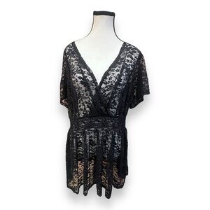 Women’s torrid 3 Black Lace Babydoll With Gold Weave 22 24 3XL 3X XXXL